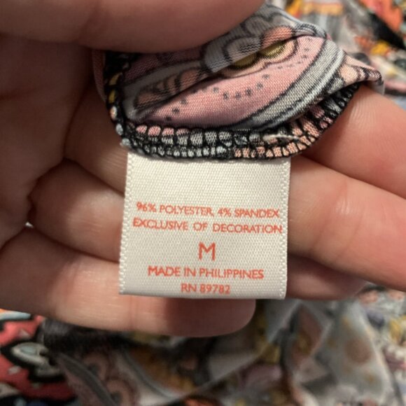 Josie Natori ladies Med Multicolor Comfort Muumuu Style Cold-Shoulder soft Top - Picture 12 of 15